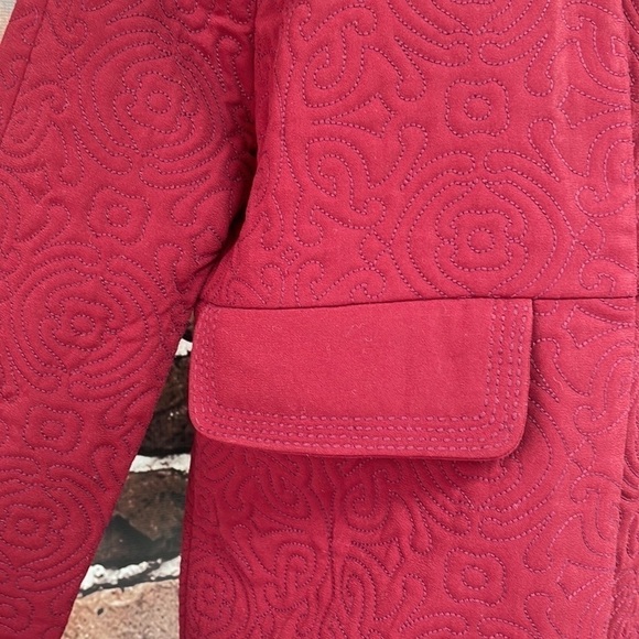 Genes Lecoanet Hemant Jacket France Quilted Burgundy Red Pockets Large - Picture 4 of 12
